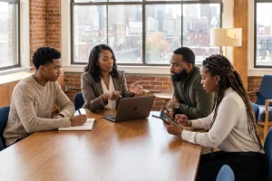consulting firm going over business records