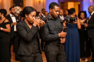 photographer and videographer capturing footage at an event