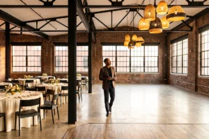 a man doing a checklist in his venue hall